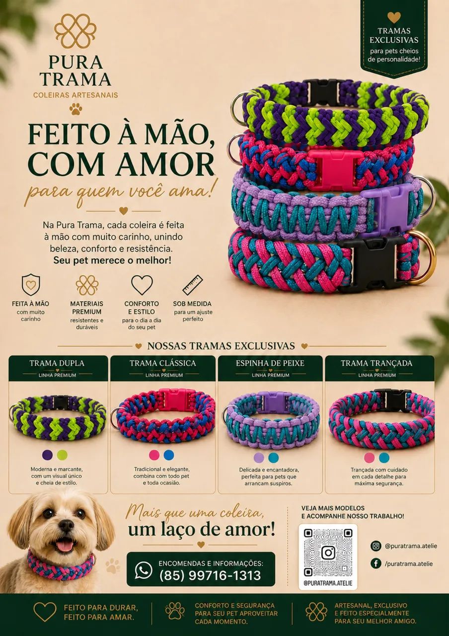 Coleira pet em macram ê - Foto 2