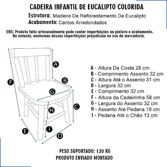 Cadeira Infantil Colorida De Madeira Eucalipto Resistente 2u - Foto 2