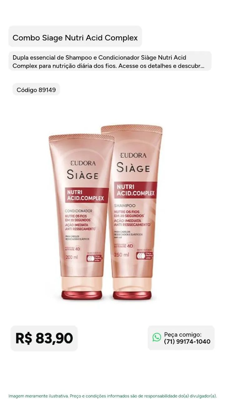 Kit de shampoo e condicionador Eudora