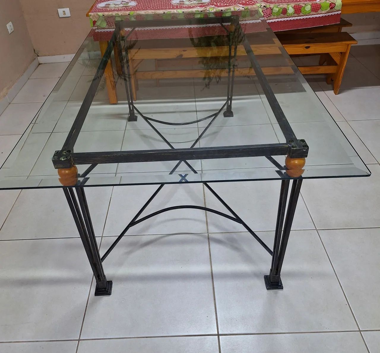 Mesa de Vidro com pé de ferro  - Foto 5
