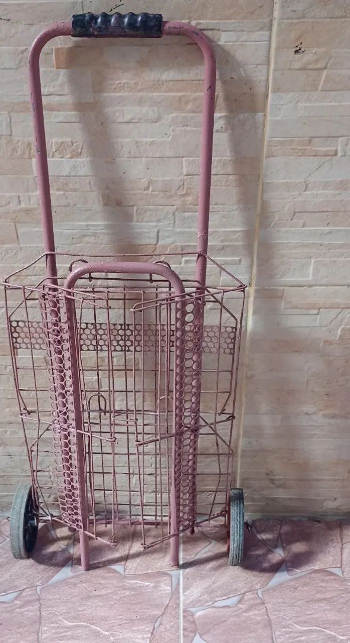 Carrinho de Feira Reforçado Rosa - Dobrável e Prático - Foto 2