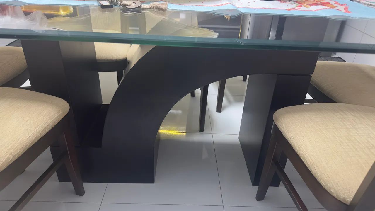 Mesa de jantar com vidro 8 lugares  - Foto 4