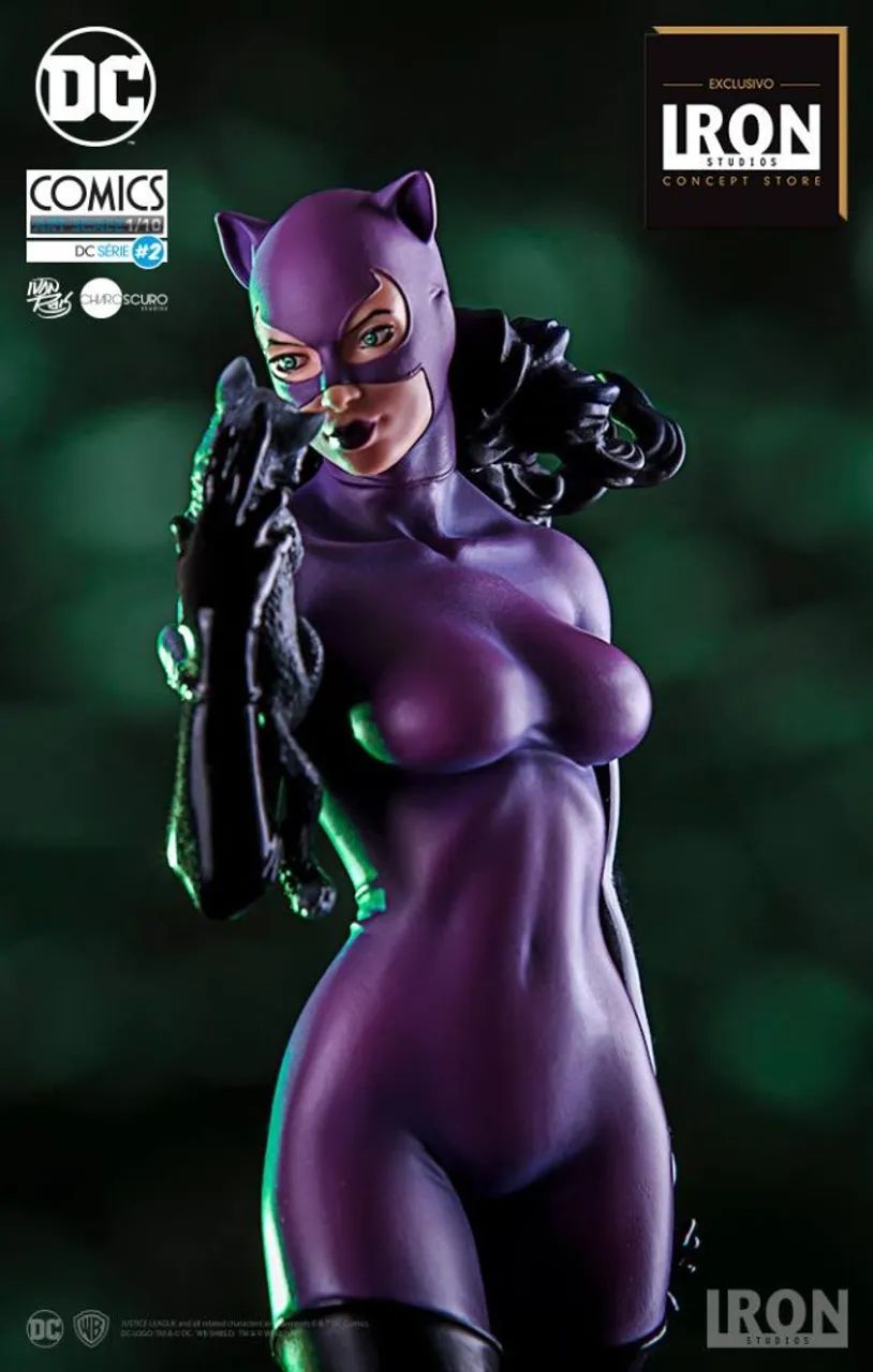 Catwoman Mulher Gato - Dc Comics Iron Studios Exclusiva 1/10 Boca extra e gato - Foto 2