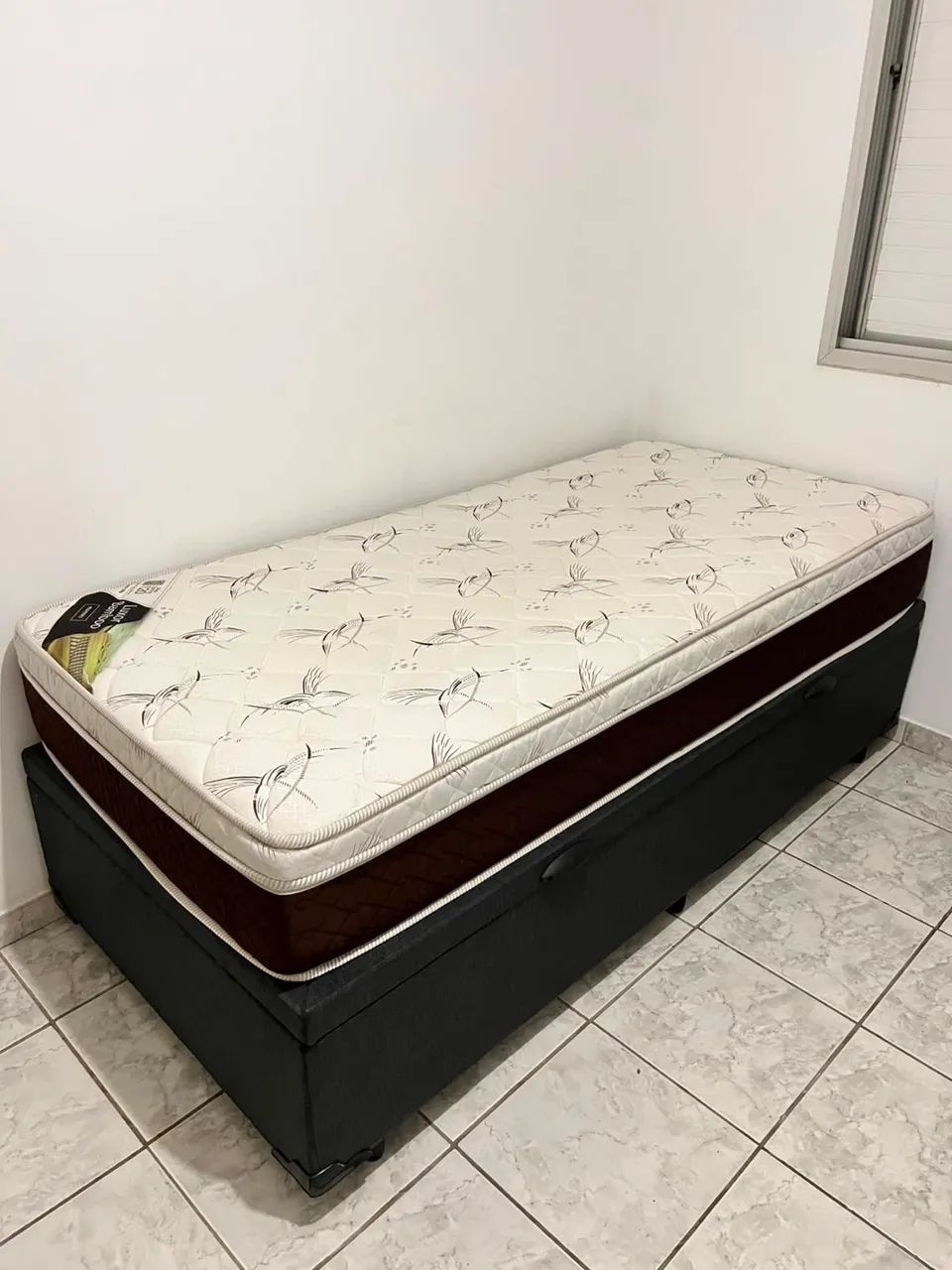 Cama Box Baú + Colchão Luxor Bamboo Solteiro