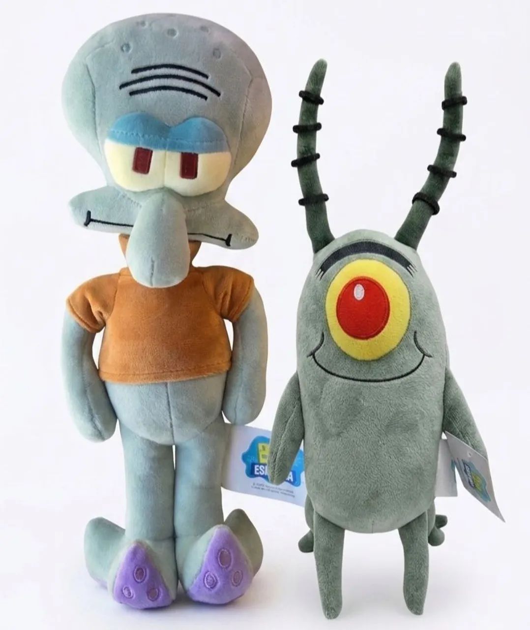 Kit 2 Pelúcias Bob Esponja Lula Molusco E Plankton 35cm
