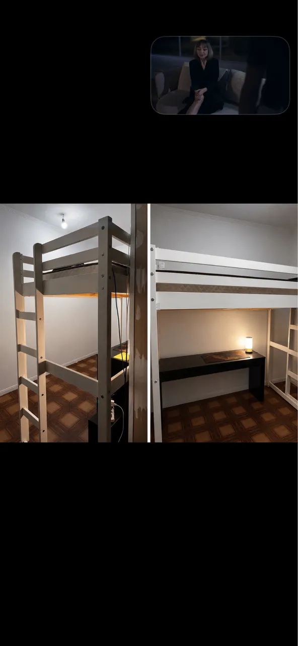 cama alta suspensa de solteiro