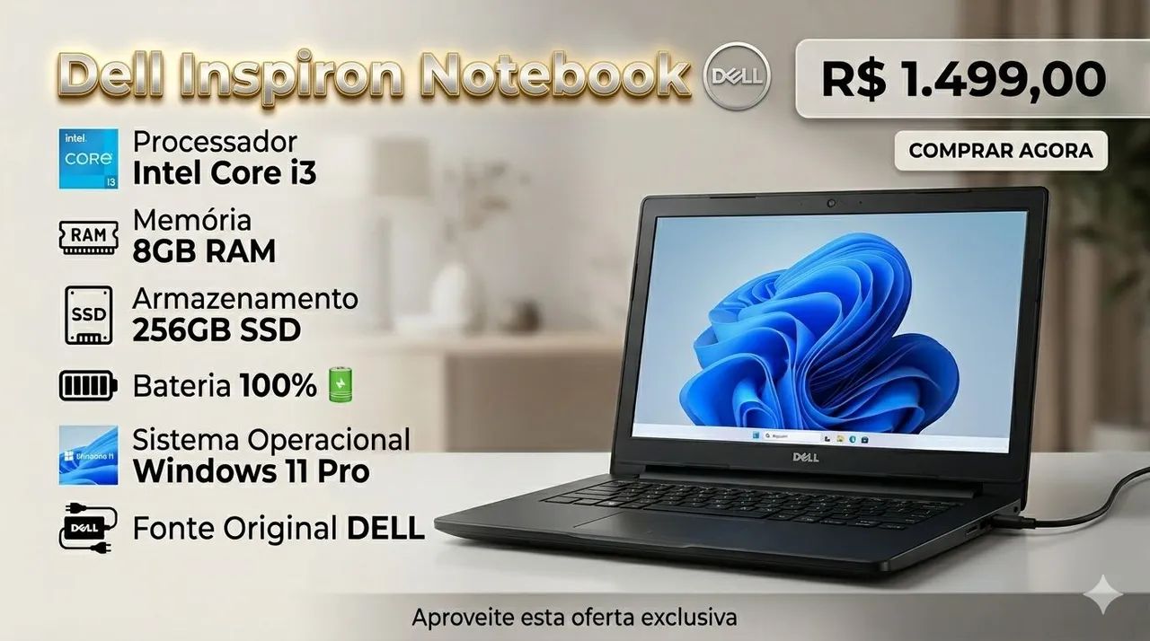 Notebook DELL Inspiron | 256GB SSD | 8GB RAM - Notebooks - São