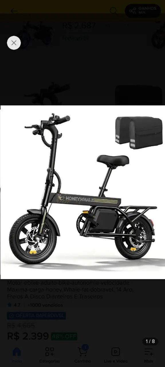 Bicicleta elétrica 32 km