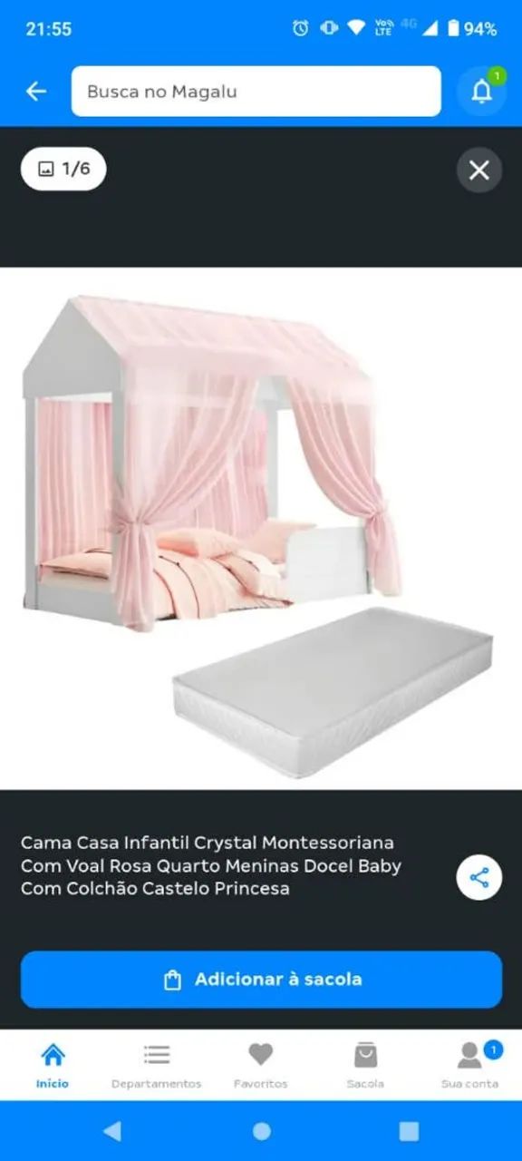 Cama casa infantil Crystal monteseensoriana com colchão  - Foto 4