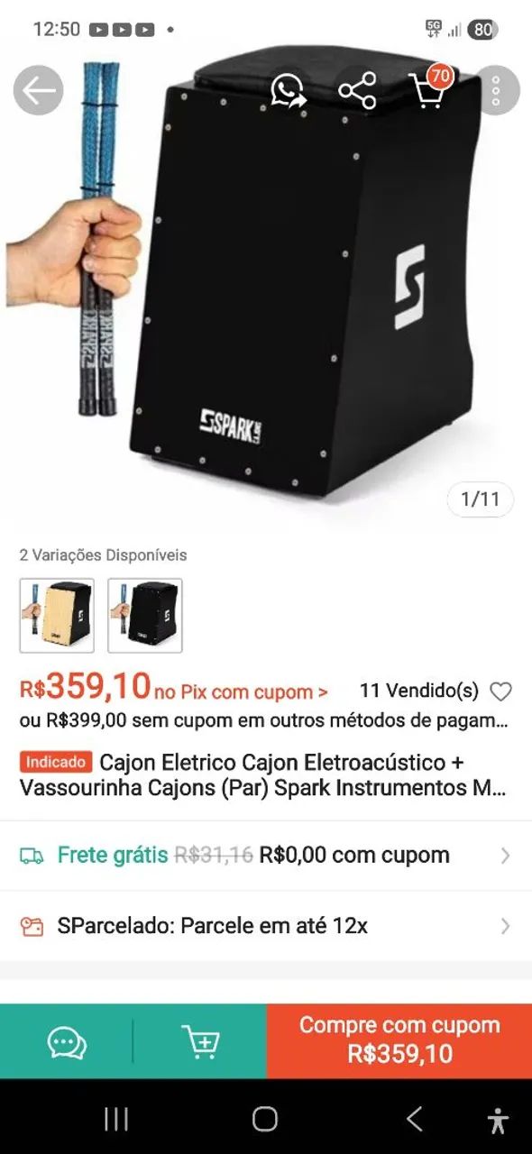Cajón Spark 2 vassouras e Bag - Foto 5