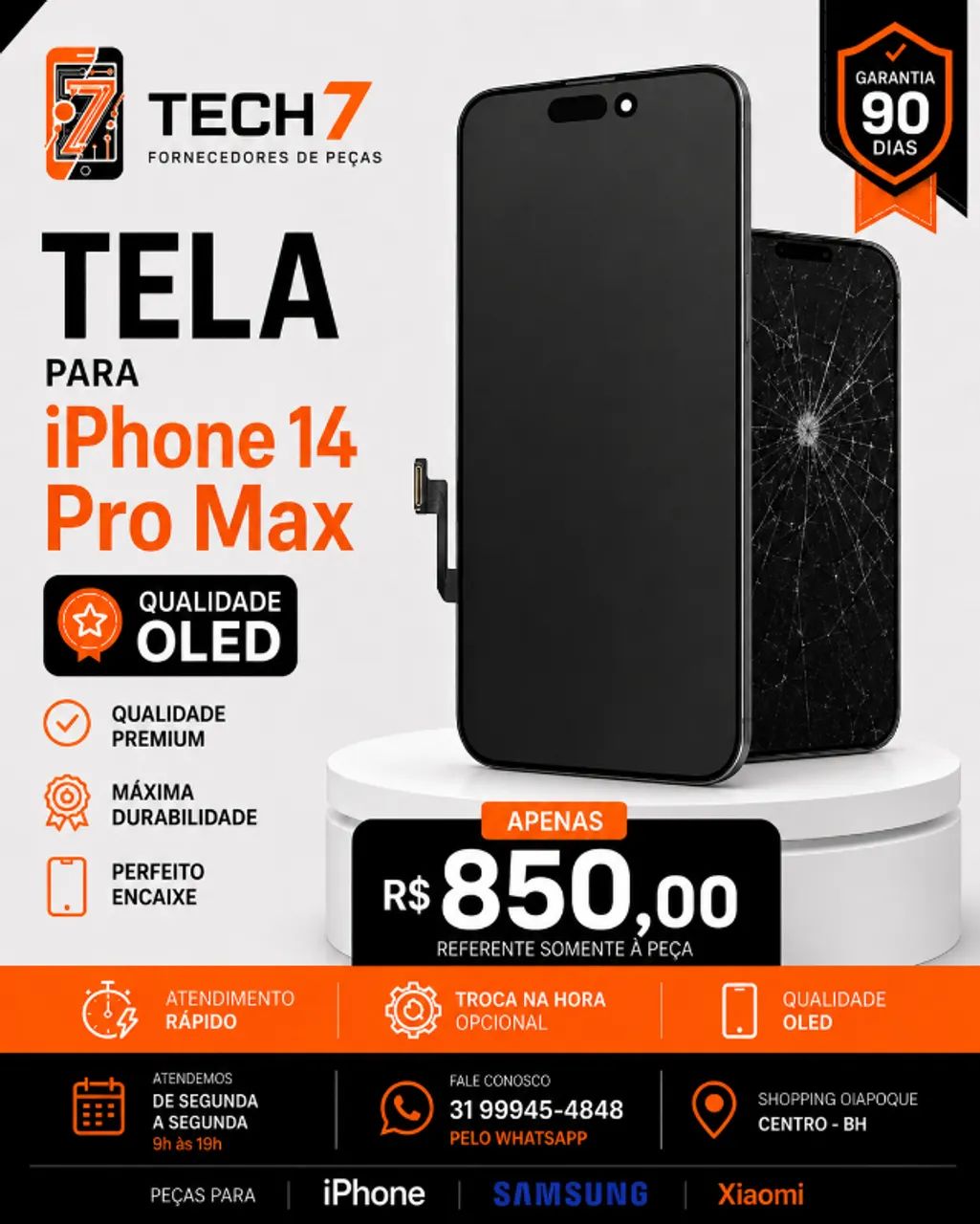 Tela iPhone 14 Pro Max OLED com Garantia de 90 Dias