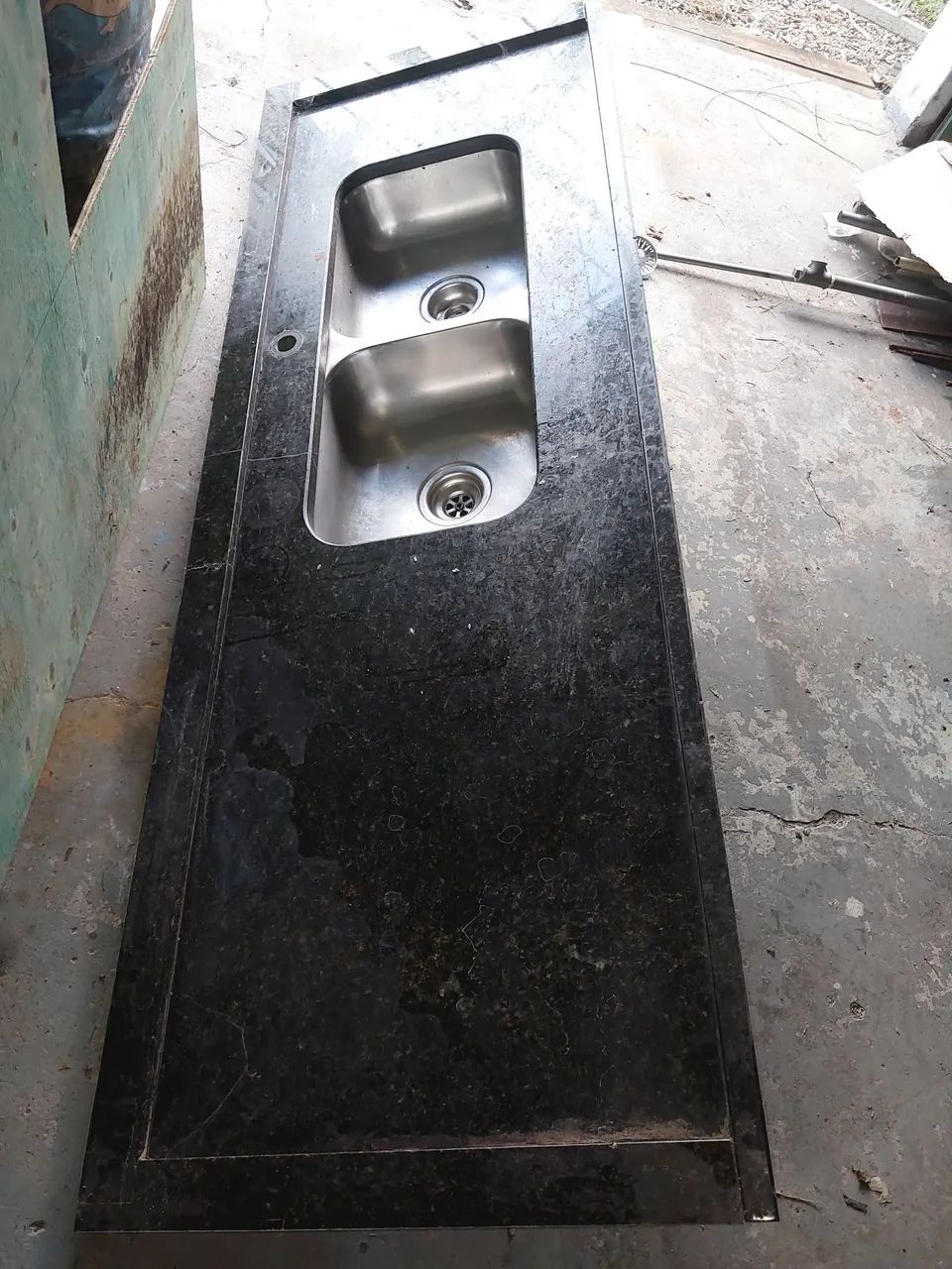 Marble Double-Basin Sink with Stainless Steel Bowls