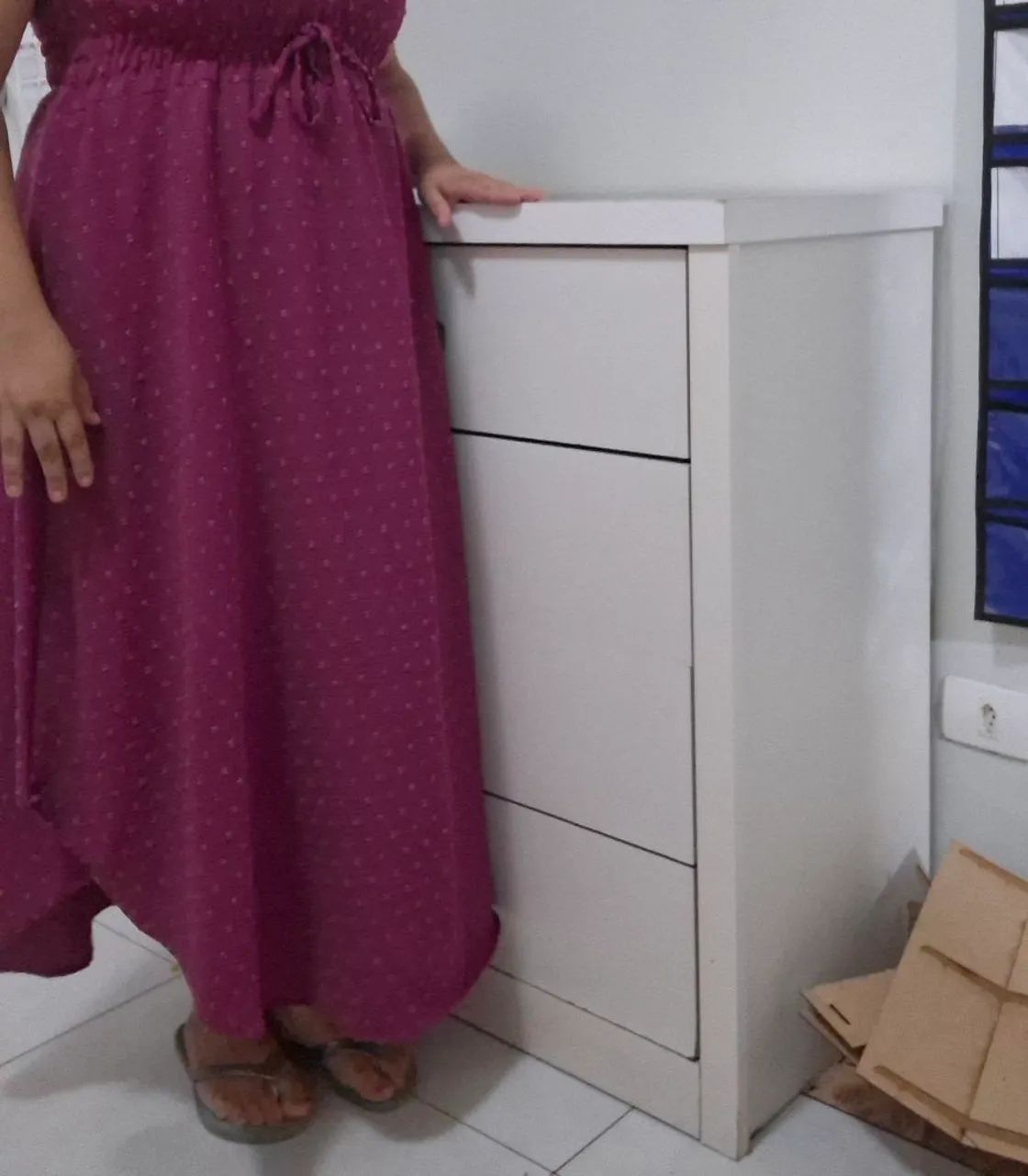 Cômoda Infantil Bebê com 4 Gavetas Grande Grande e Espaçosas Cor Branca Madeira  - Foto 5