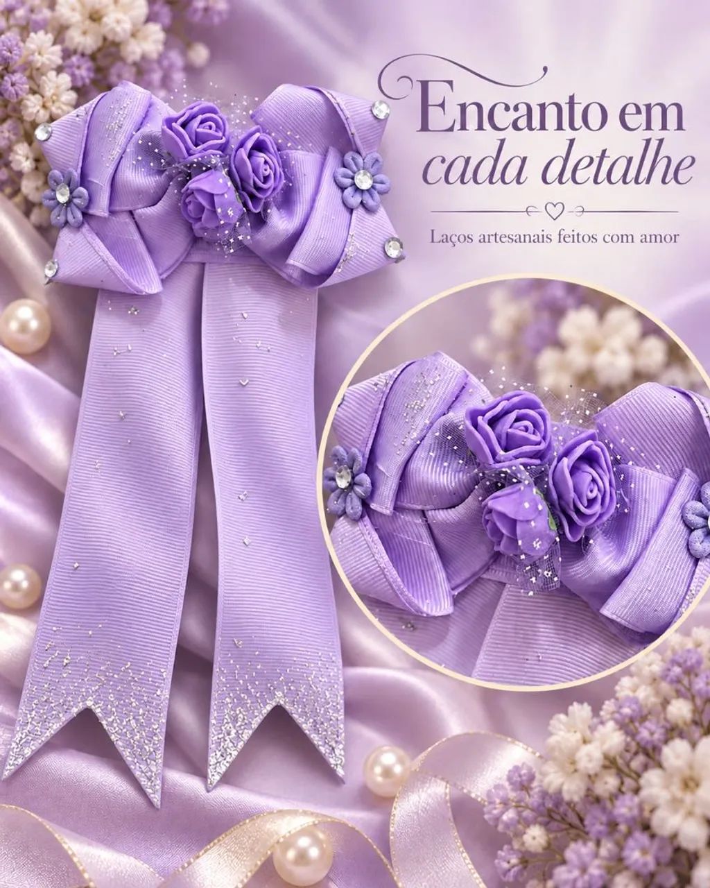 Tiara e laços artesanais 