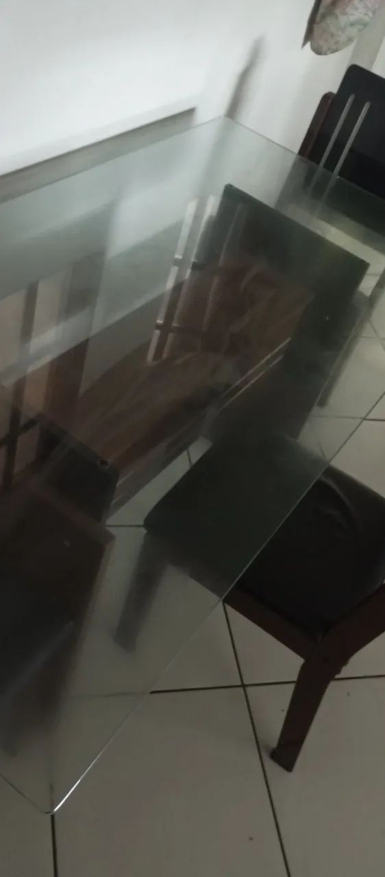 Mesa de jantar retangular tampo de vidro com 3 cadeiras  - Foto 4
