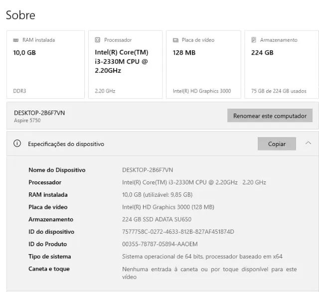 Notebook Acer 15.6 - 10GB RAM + SSD 240GB (Ideal para Estudos / Escritório) - Foto 3