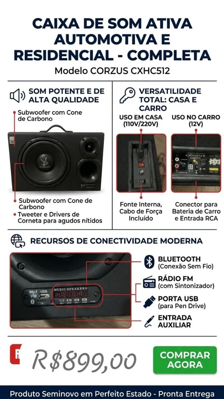 Caixa de som - Trio 12'Polegadas - 300w RMS (CORZUS) - Foto 3