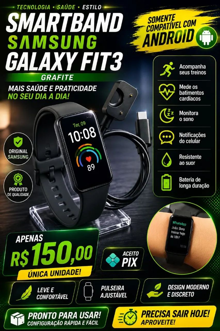 Smartband Samsung Galaxy Fit3 Grafite