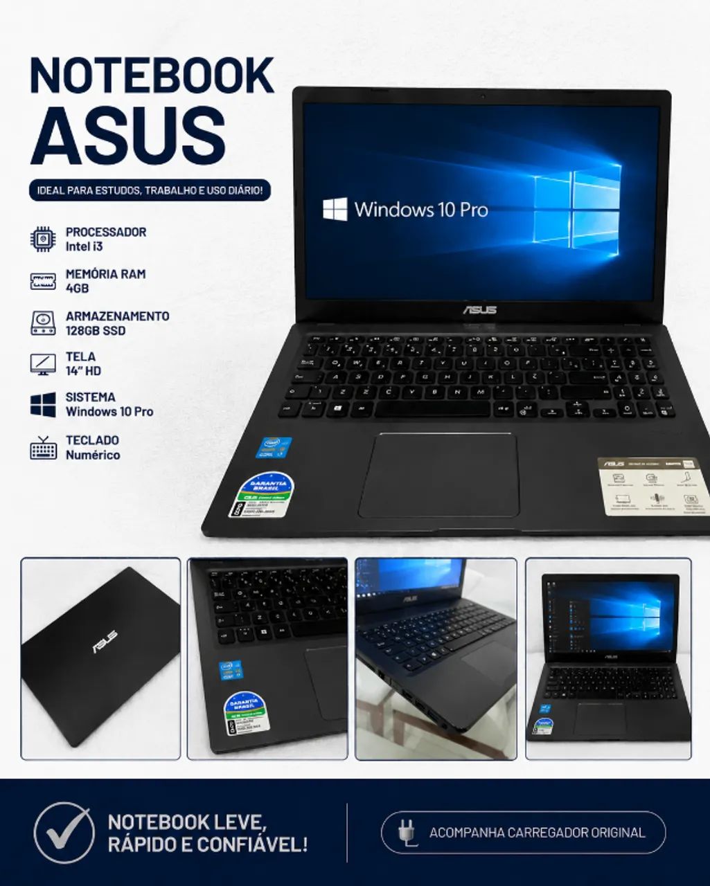 notebook ASUS 2 GERACAO INTEL I3