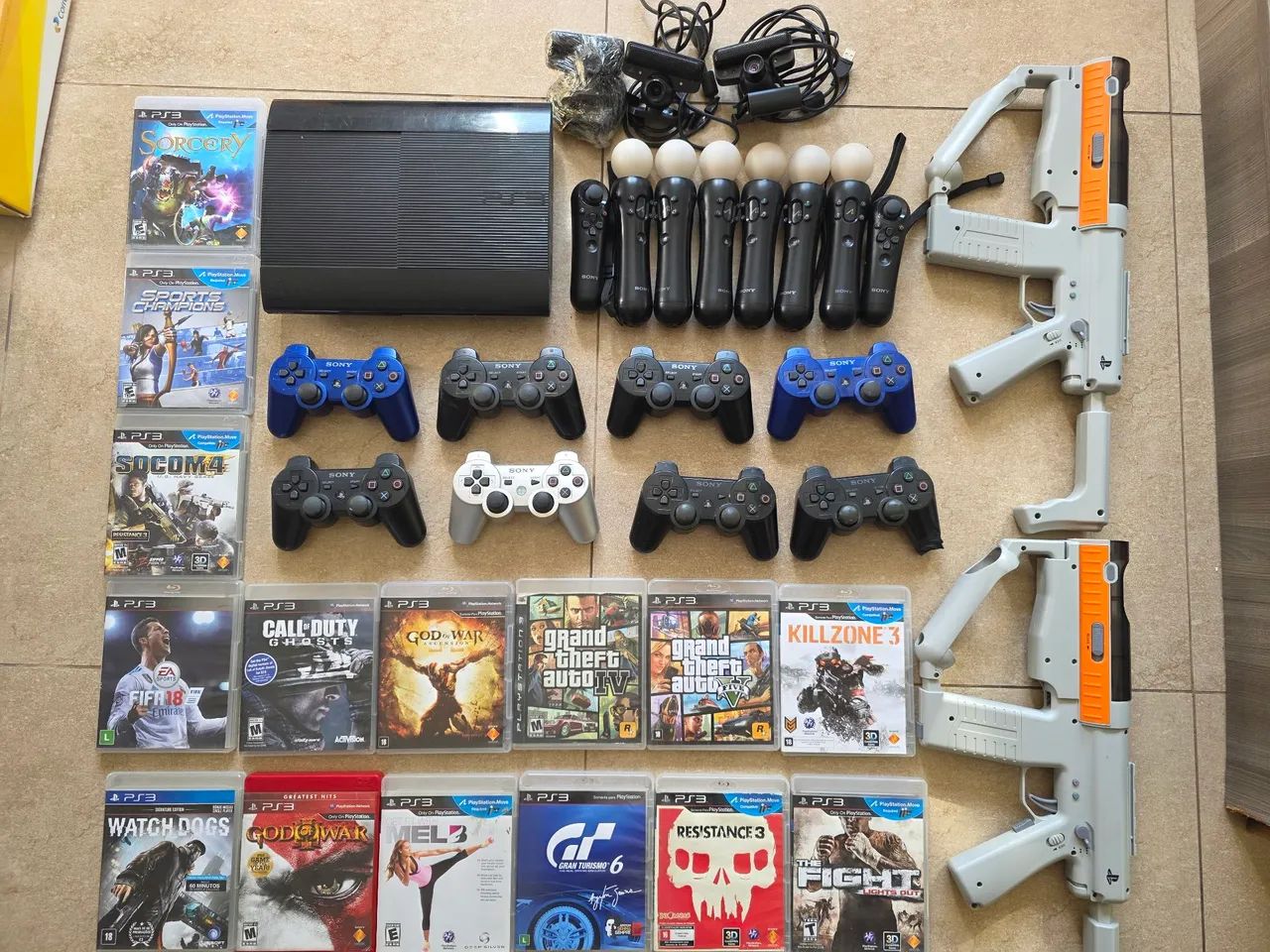 SUPER KIT PS3 SUPER SLIM 750GB + 15 JOGOS ORIGINAIS FISICOS + 20
