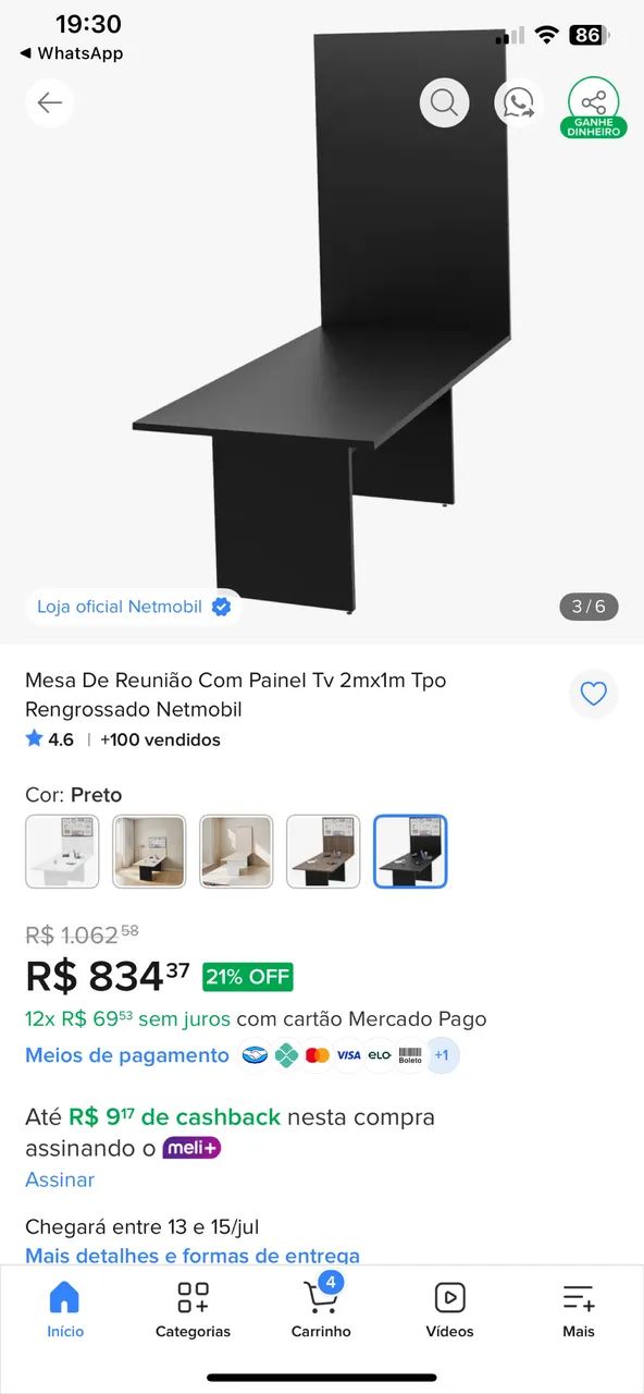 Mesa de reunião com painel de TV  - Foto 4