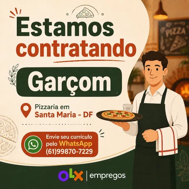 Garçom para Pizzaria em Santa Maria DF 1