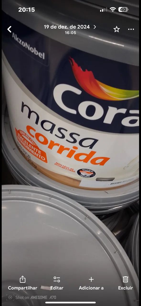 14 baldes massa corrida coral 20 kilos