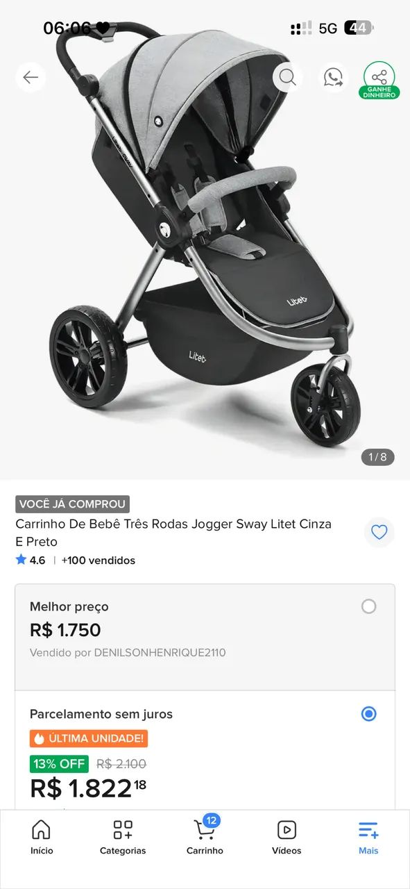 carrinho de bebê liteb sway cinza - Foto 5