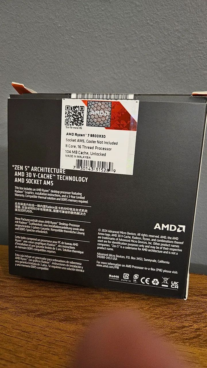 AMD Ryzen 7 9800x3d com Nota e Garantia - Processadores - Vila