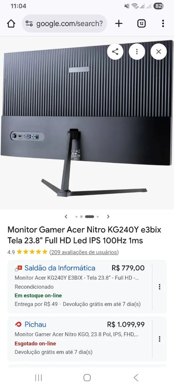 Monitor acer 23.8 polegada 100htz  - Foto 2