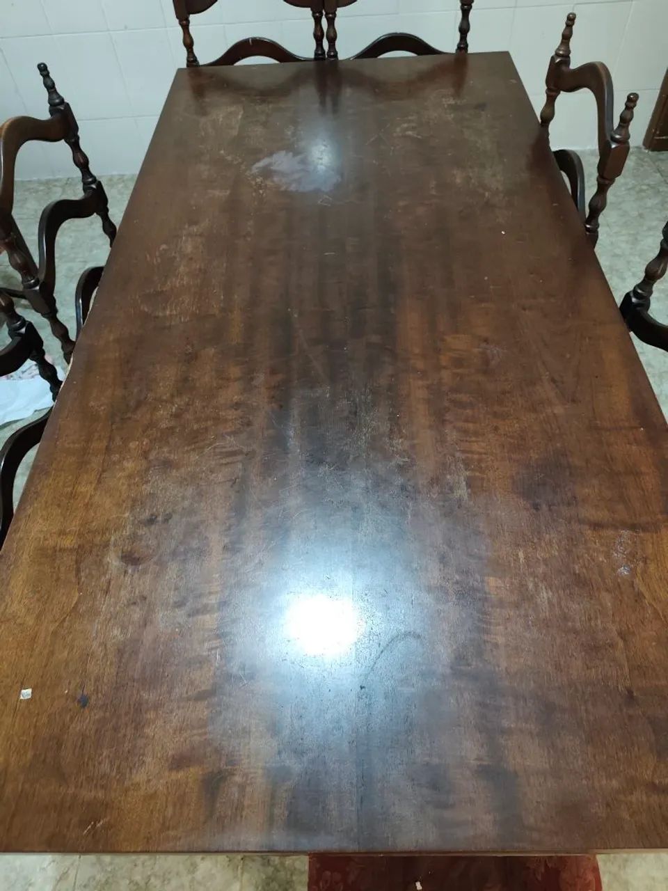 Mesa de Jantar Rústica 2 Metros Madeira Maciça + 8 Cadeiras Estofadas - Foto 4