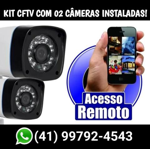 Kit Cftv completo com 02 câmeras instaladas