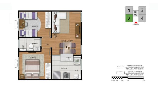 Apartamento 2Q região Noroeste 100% financiado entrada facilitada - Foto 2