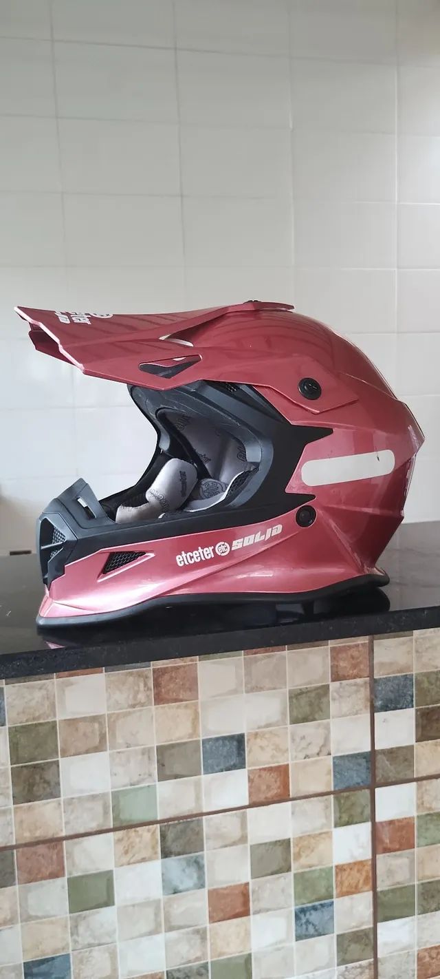 Capacete Motocross Etceter Solid - Rosa Bebê