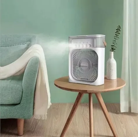 Mini Ar Condicionado Ventilador Refrigerador Umidificador 3 Velocidades Automático USB