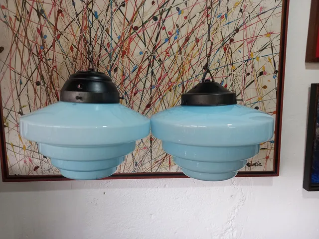 Antigo Lustre Em Opalina 22x18.
