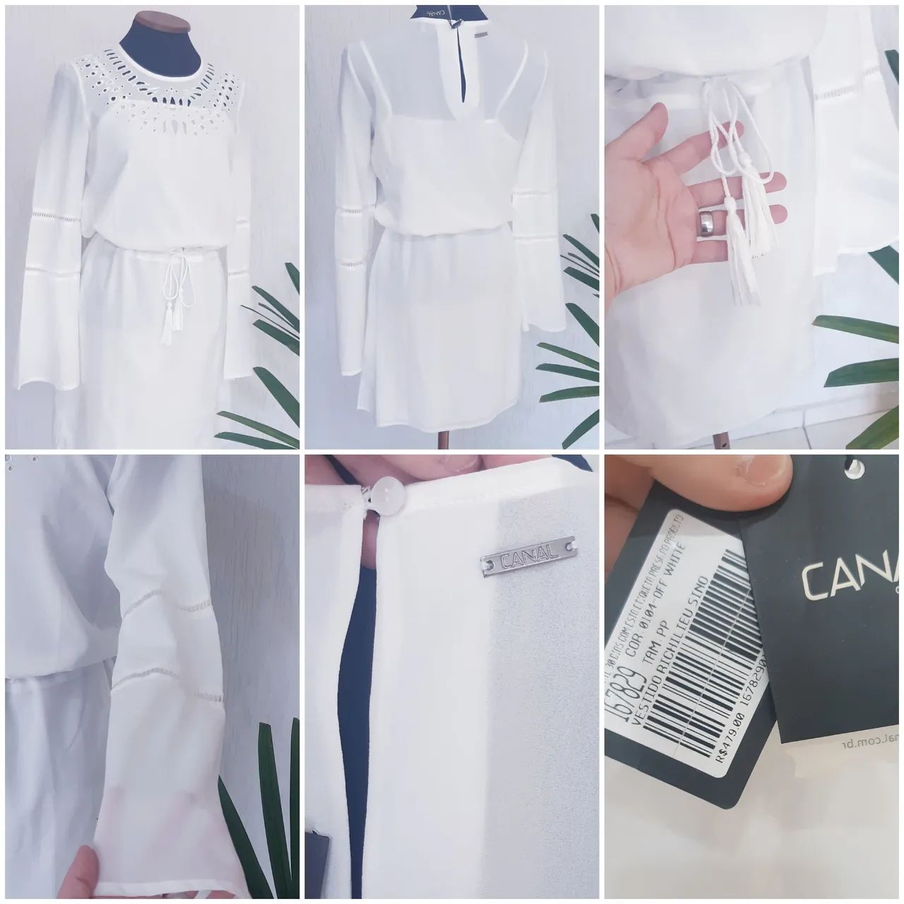 Vestido off white  Canal - Novo