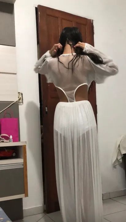 Vestido Branco Longo transparente - Foto 2