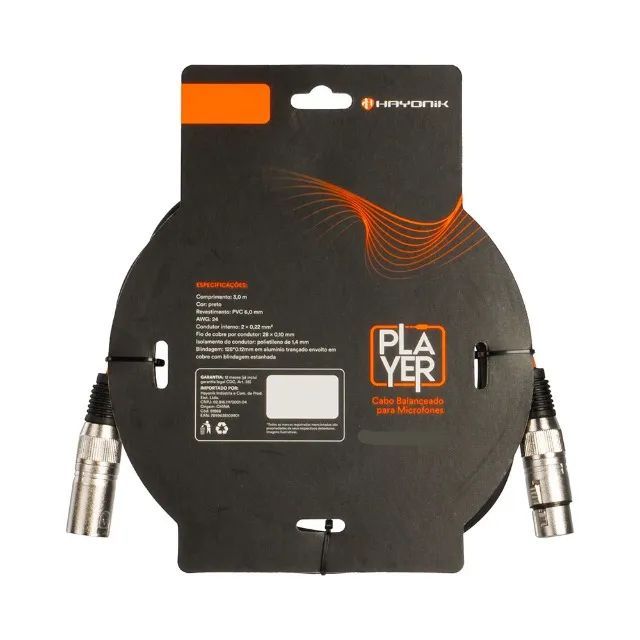 Cabo P/ Microfone Hayonik Player XLR/XLR 3 Metros - CB0527 - Foto 2