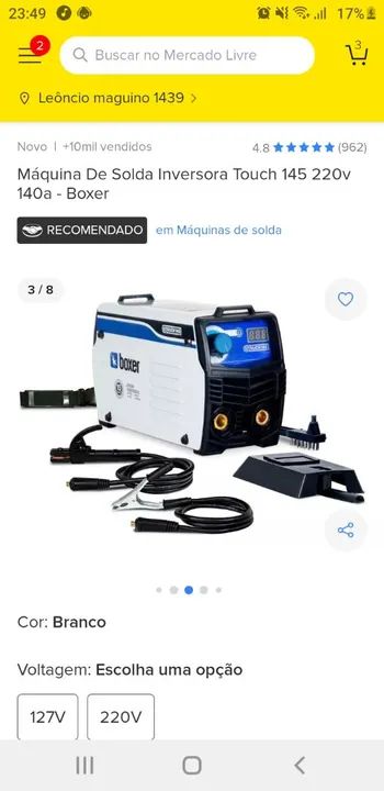 Máquina de Solda Inversora Touch 145 220V 140A - Boxer