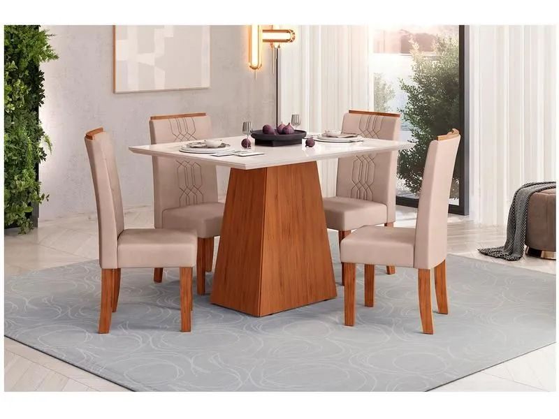 Conjunto de Mesa de Jantar 4 Cadeiras - Madeira Maciça - Foto 5