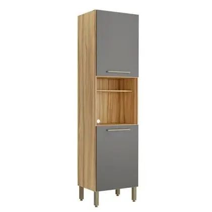 Paneleiro Para Cozinha Com 2 Portas 100% MDF Carmenere Amendoa/Chumbo Ronipa<br><br> - Foto 4