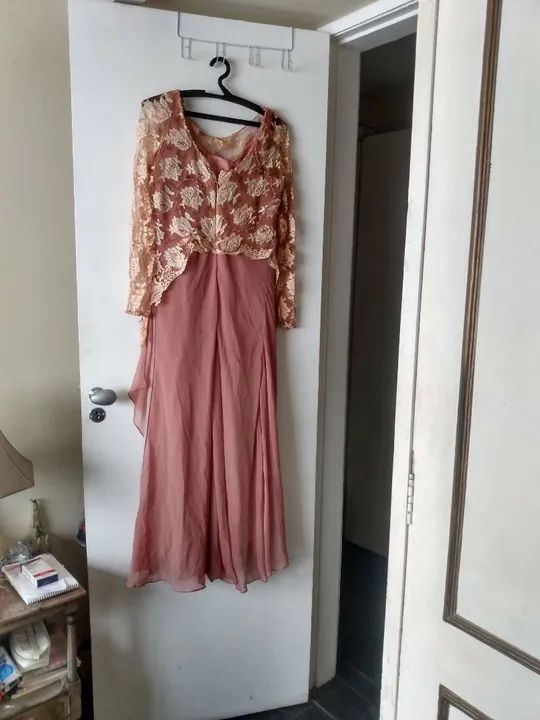 Vestido de renda elegante rosado - Foto 2