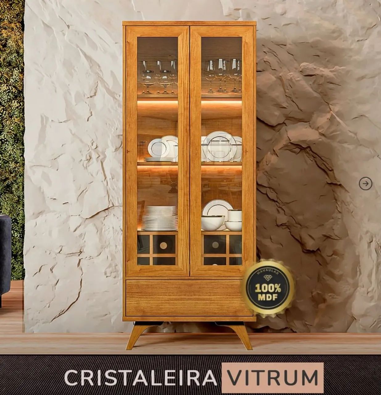 Cristaleira 100% MDF com luzes de LED - Foto 5