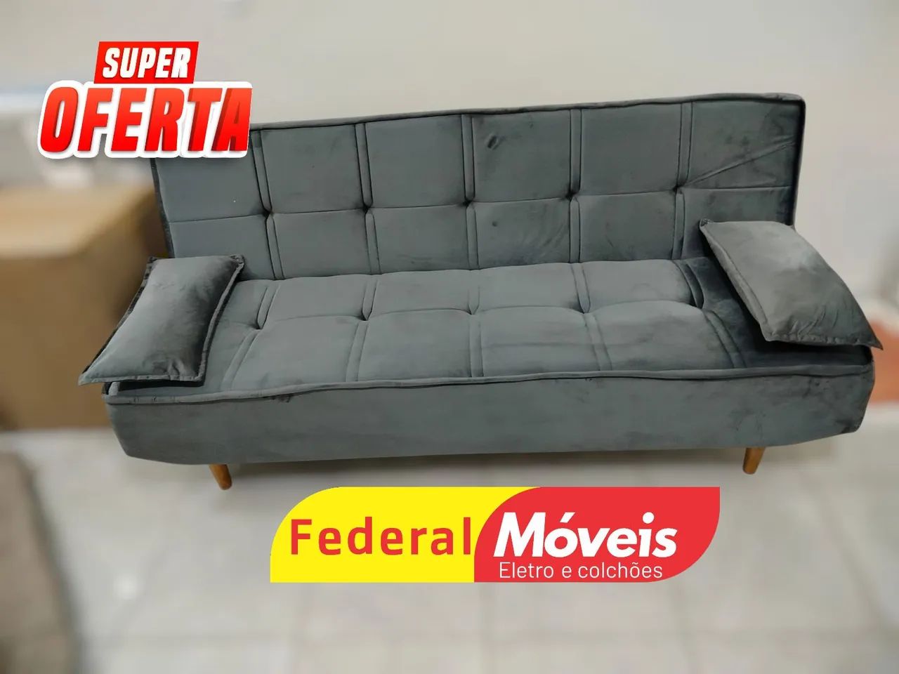 Sofá Cama 1,88m Veludo D33 Moderno - Super Oferta