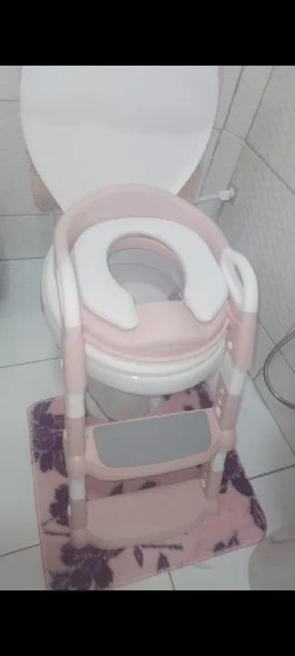 Assento Sanitário Infantil com Degraus - Rosa - Foto 4