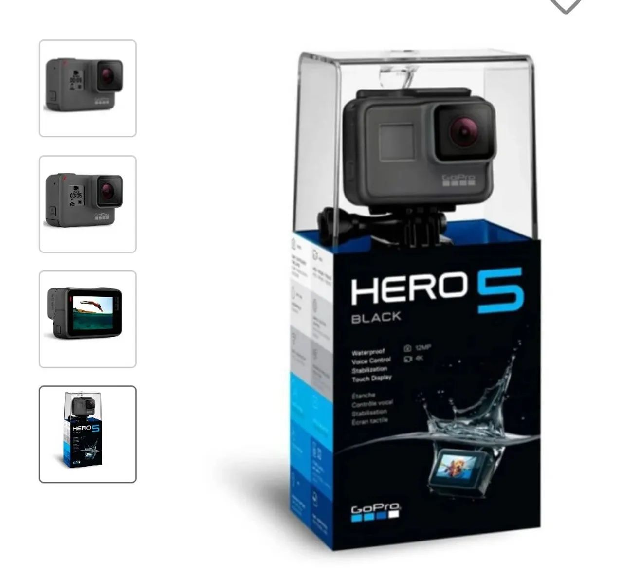 Camera digital gopro hero 5 black 12mp com gravacoes em 4k a prova dagua