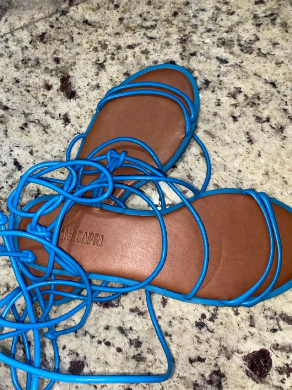 Sandália Rasteirinha Azul Anacapri