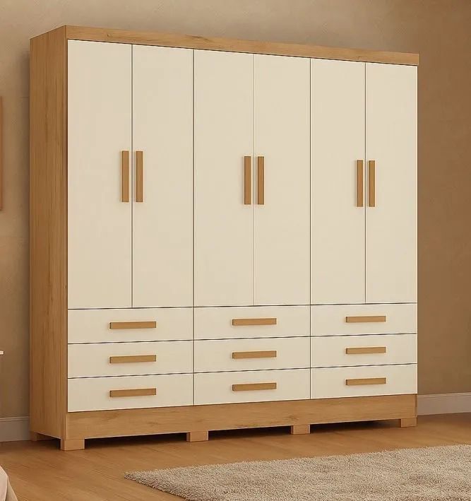 Guarda-Roupa Moderno 6 Portas e Gavetas