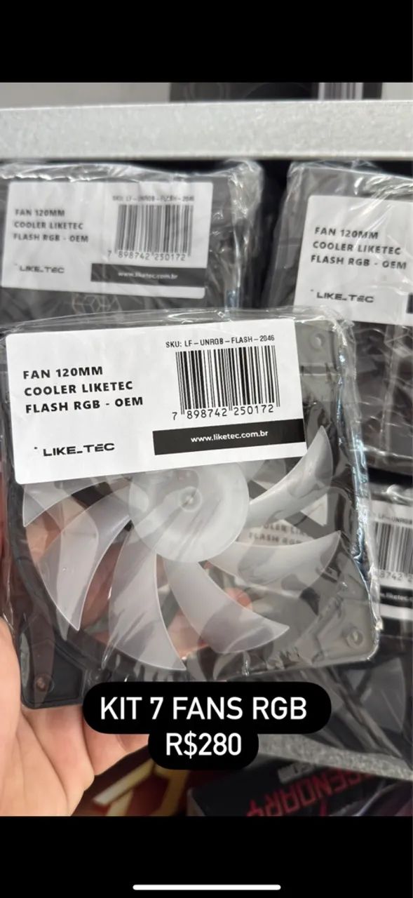 Kit 7 Fans RGB Liktec Flash 120mm